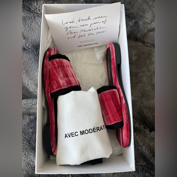 AVEC MODÉRATION Kitzbuhel Velvet Pink Black Slide Sandal Leather 36 NEW $365 - Picture 4 of 6